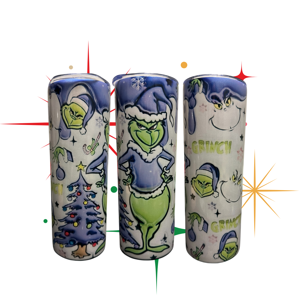 Grinch holographic tumbler