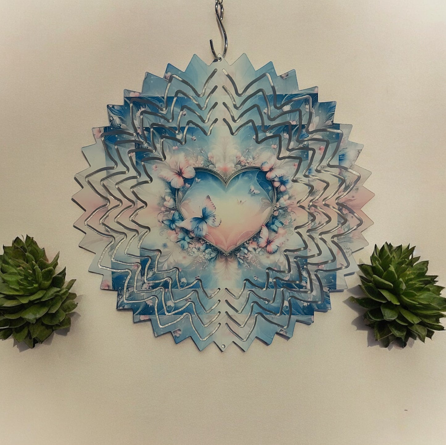 Blue butterfly and hearts