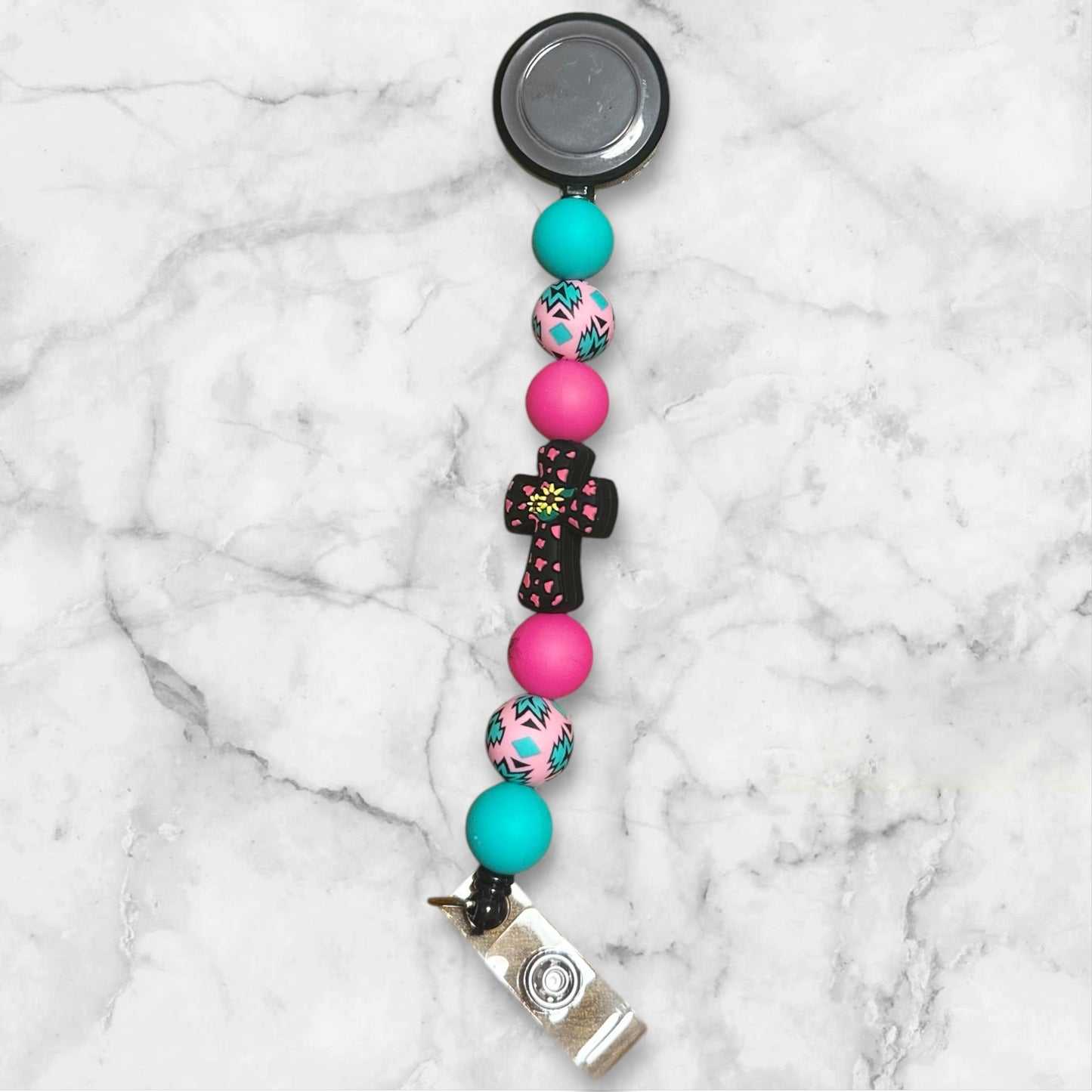 Teal Pink Cross