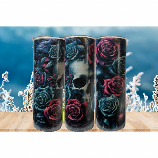 Skull and roses glitter