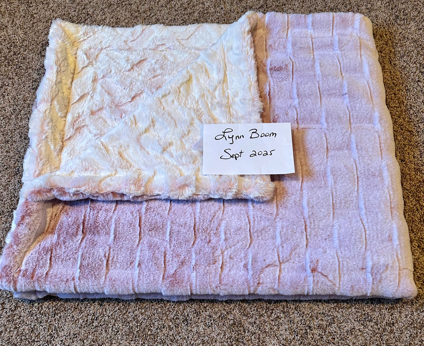 60 x 72 Peek a boo pink Bailey bunny on frosted rosewater roam