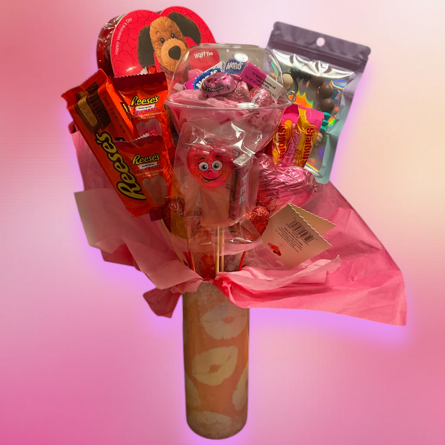 Valentine’s Day Candy Bouquet (white shimmer)