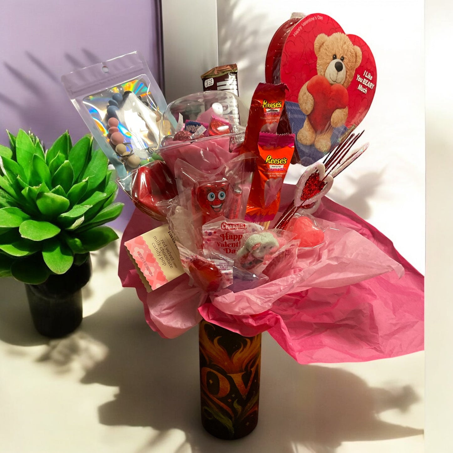 Valentine’s Day Candy Bouquet (glitter)